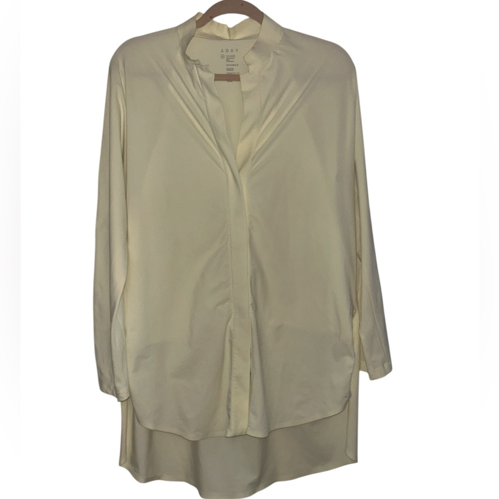 ADAY Something Borrowed Long Sleeve Top - ivory Light Yellow size XL